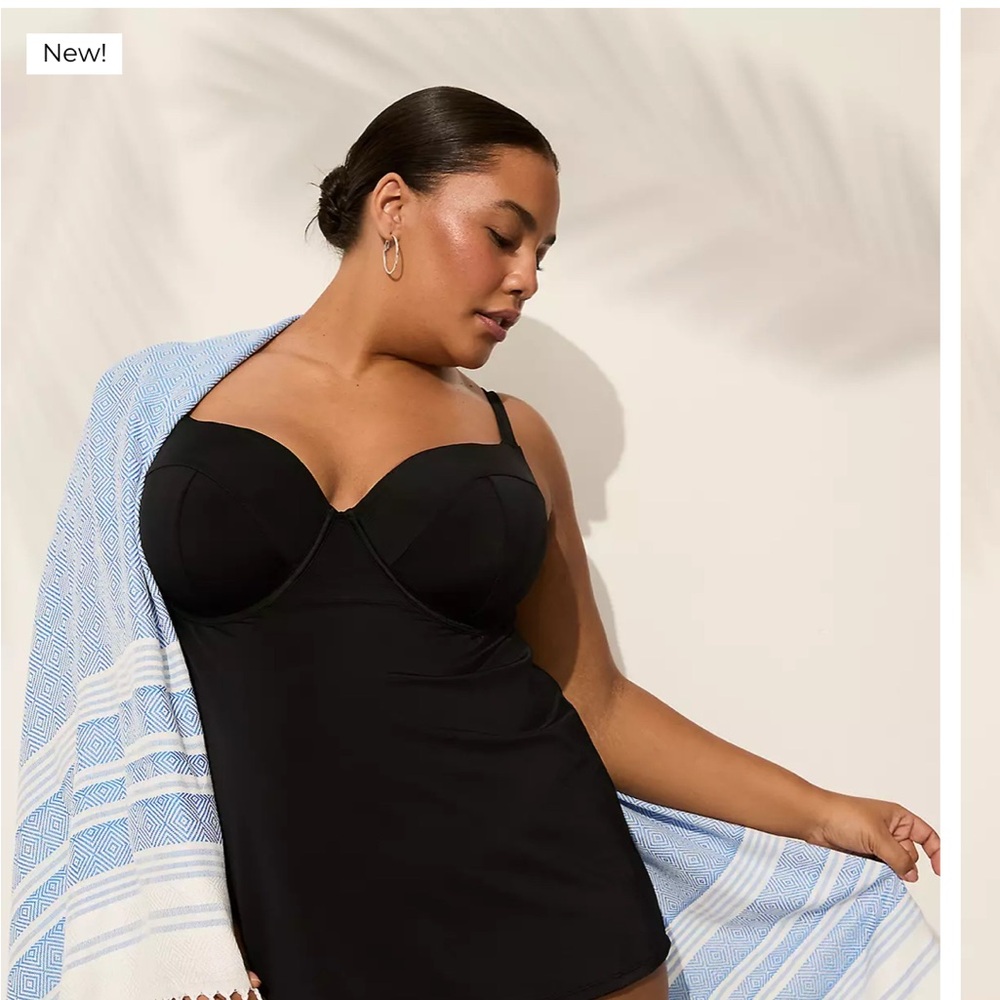 Cacique Underwire Balconette Tankini Top 42F NWT